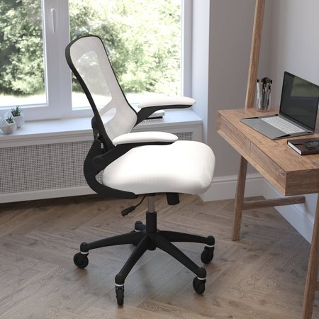 Flash Furniture White Mesh Mid-Back Task Chair with Roller Wheels BL-X-5M-WH-RLB-GG